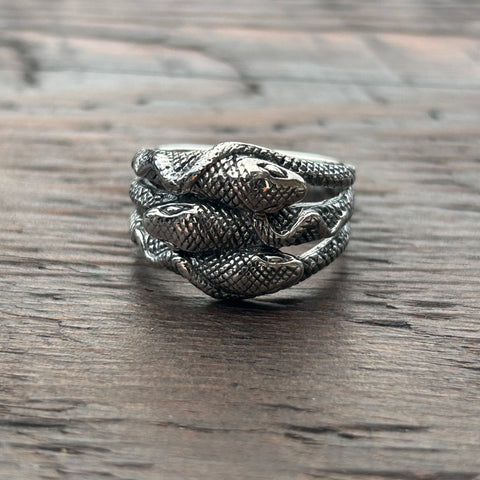 3 Snakes Sterling Silver Ring