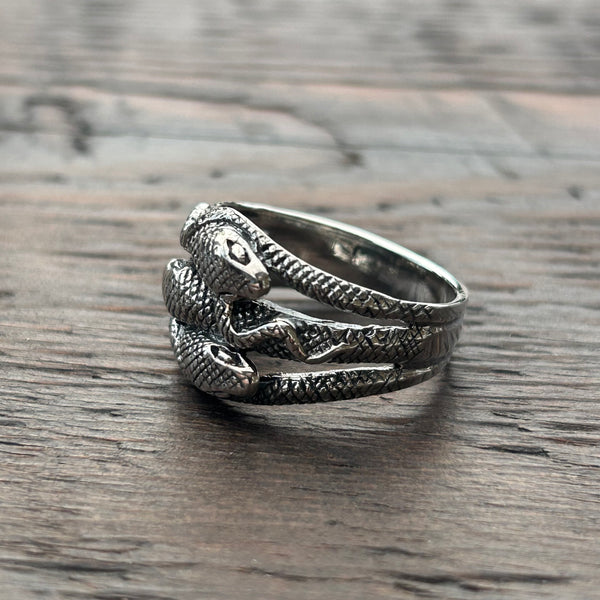 3 Snakes Sterling Silver Ring