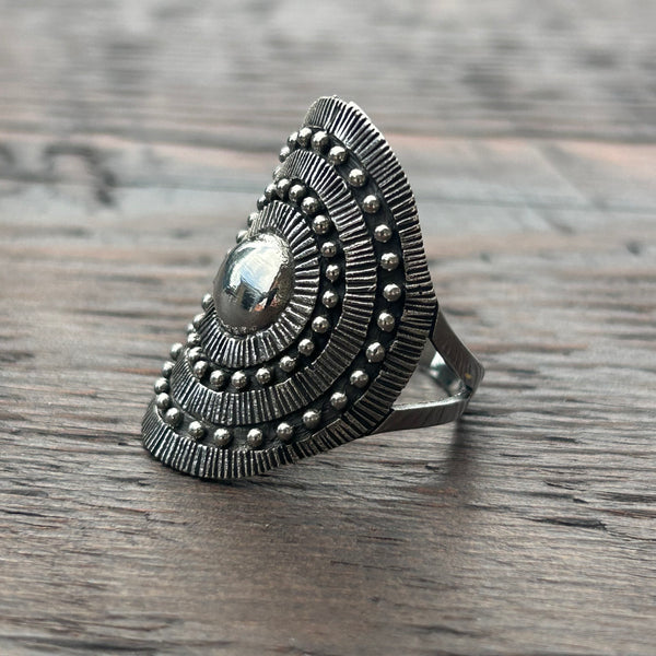 Shield Oval Sterling Silver Ring