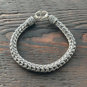 Sterling Silver 8mm Chunky Double V Wire Rope Bracelet