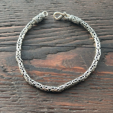 'Borobudur' Balinese Design Silver Link Bracelet