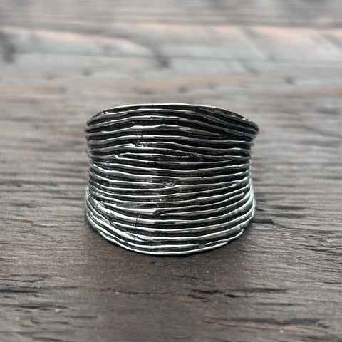 Wide 'Lines' Sterling Silver Ring