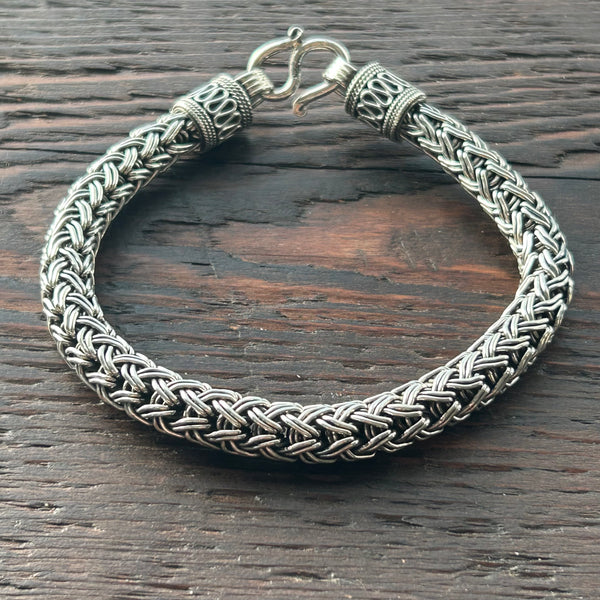 Sterling Silver 8mm Chunky Double V Wire Rope Bracelet