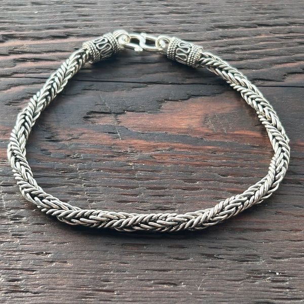 Sterling Silver 5mm Triple Strand Twist Rope Bracelet