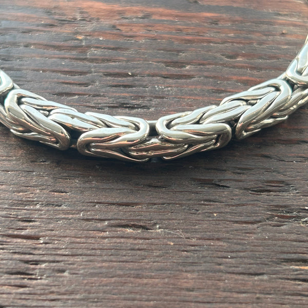 Large Polished 'Borobudur' Balinese Design Silver Link Bracelet