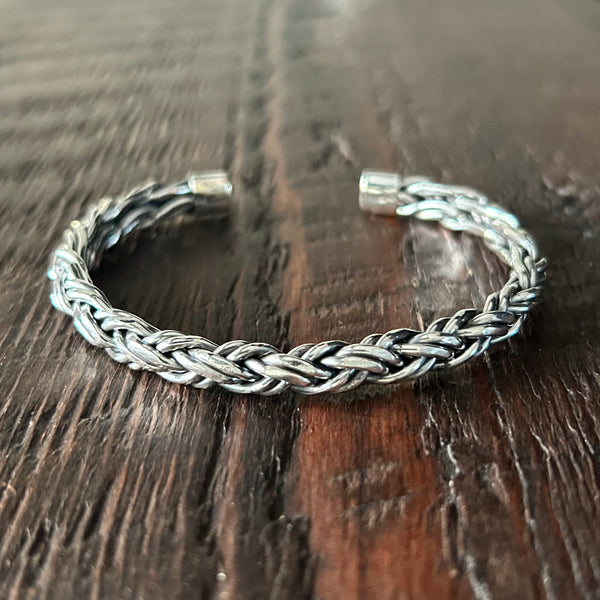 Wire Knot Chunky Sterling Silver Cuff Bangle