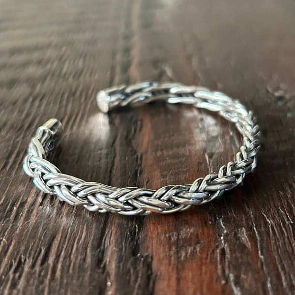 Wire Knot Chunky Sterling Silver Cuff Bangle