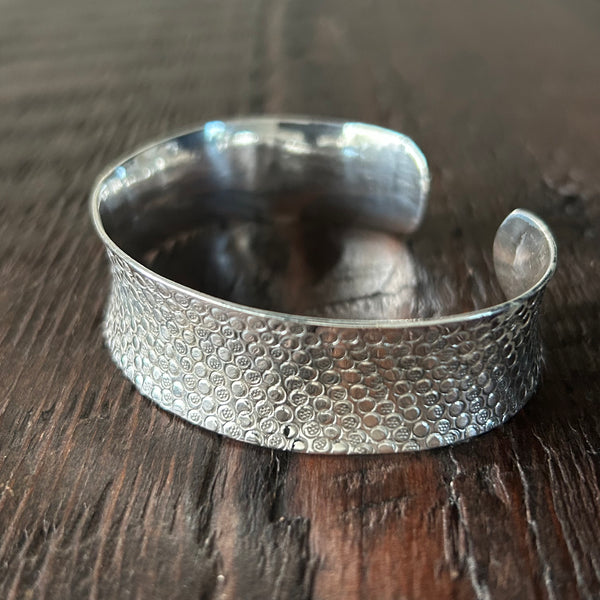 Stamped Circles Sterling Silver Cuff Bangle