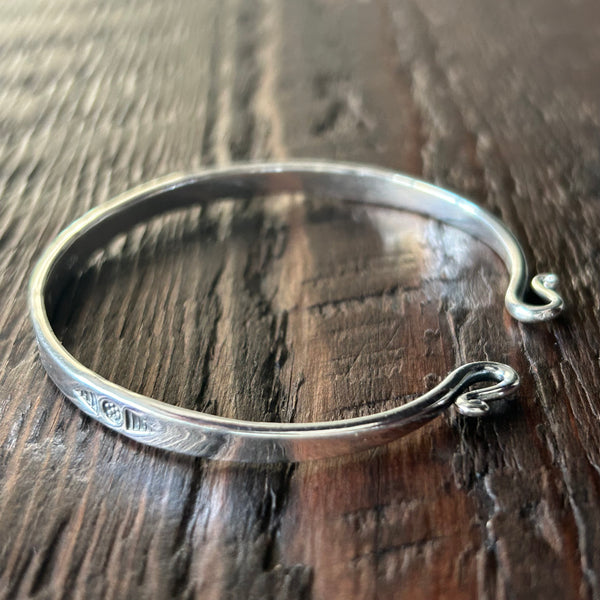 Slim Hand Stamped Sterling Silver Cuff Bangle