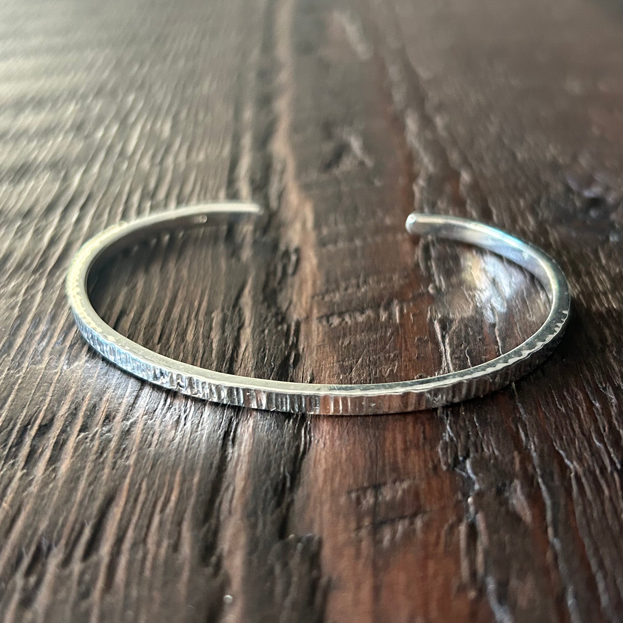 Grooves Slim Sterling Silver Cuff Bangle