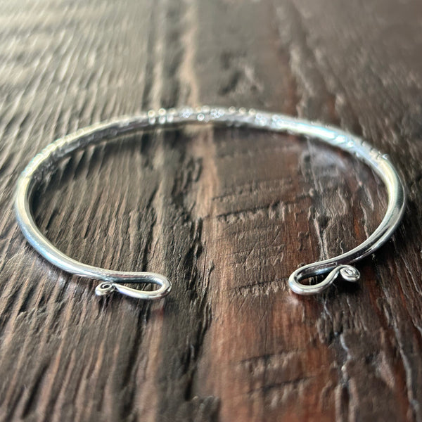 Slim Hand Stamped Sterling Silver Cuff Bangle