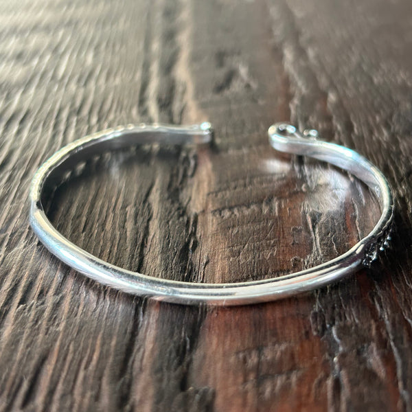 Slim Hand Stamped Sterling Silver Cuff Bangle