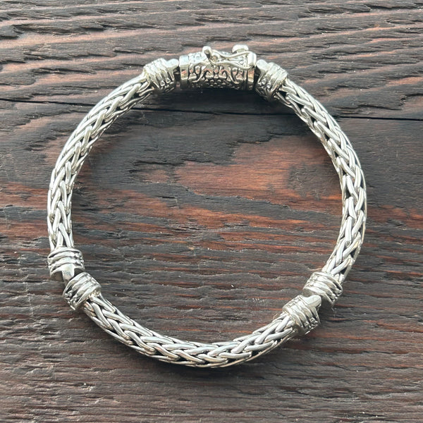 Double Hinged Chunky 6mm Sterling Silver Bracelet