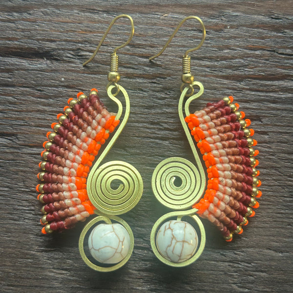 'Tri-Beca' Wing Design Handmade Macrame Earrings