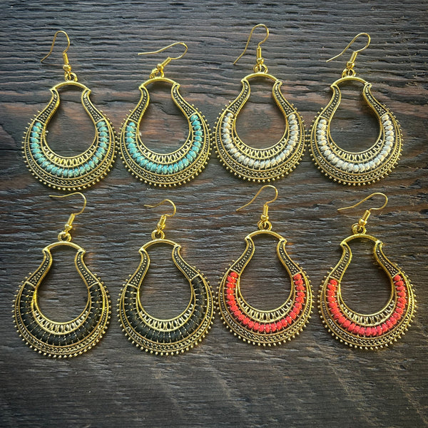 'Ethnic Vibes' Boho Horseshoe Earrings - White