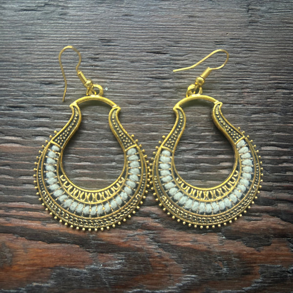 'Ethnic Vibes' Boho Horseshoe Earrings - White