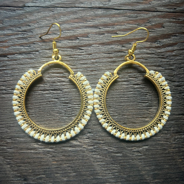 'Ethnic Vibes' Boho Ring Earrings - White