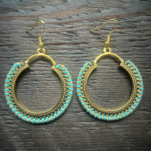 'Ethnic Vibes' Boho Ring Earrings - Turquoise