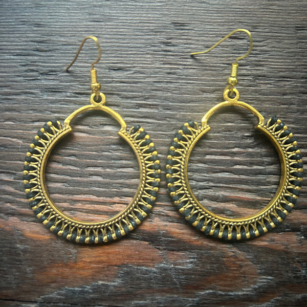 'Ethnic Vibes' Boho Ring Earrings - Black