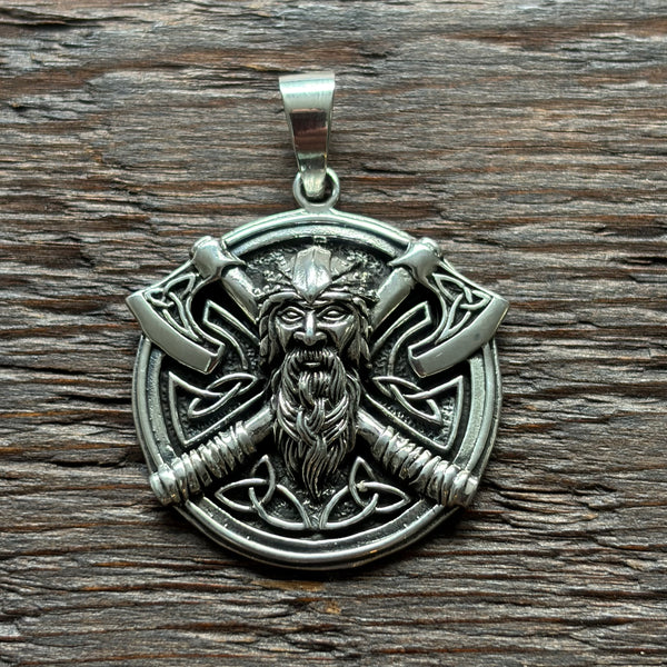 Odin Viking Axe with Celtic Norse Knot Sterling Silver Pendant