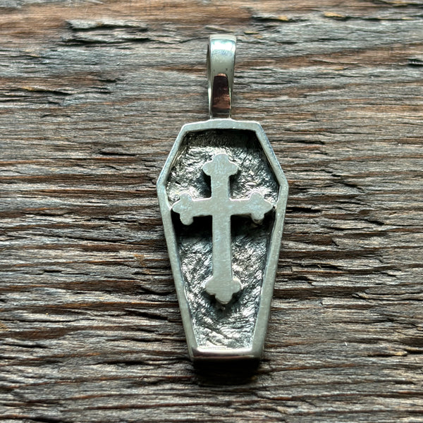 Gothic / Vampire Style Coffin Cross Sterling Silver Pendant