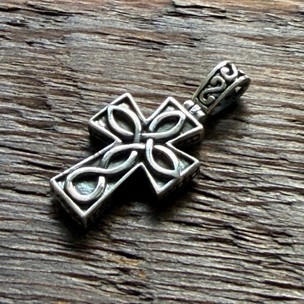 Celtic / Gothic Cross with Infinity Knot Sterling Silver Pendant
