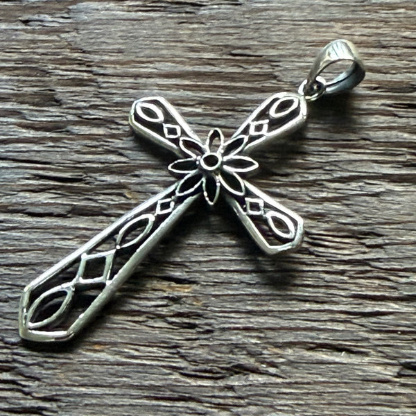 Celtic Style Cross Sterling Silver Pendant