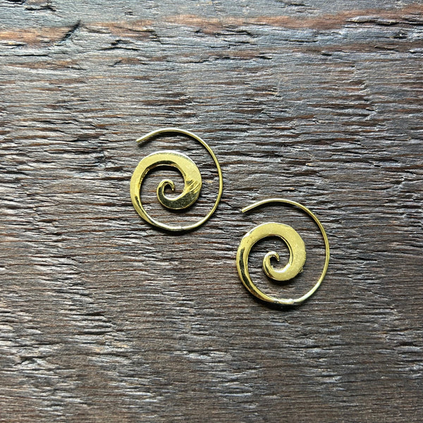'Brass-Works' Spiral Hoop Earrings