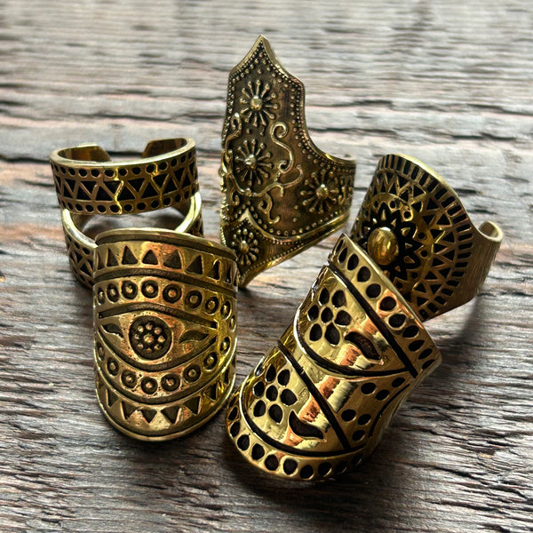 Brass-Works Adjustable Statement Rings