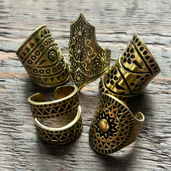 Brass-Works Adjustable Statement Rings
