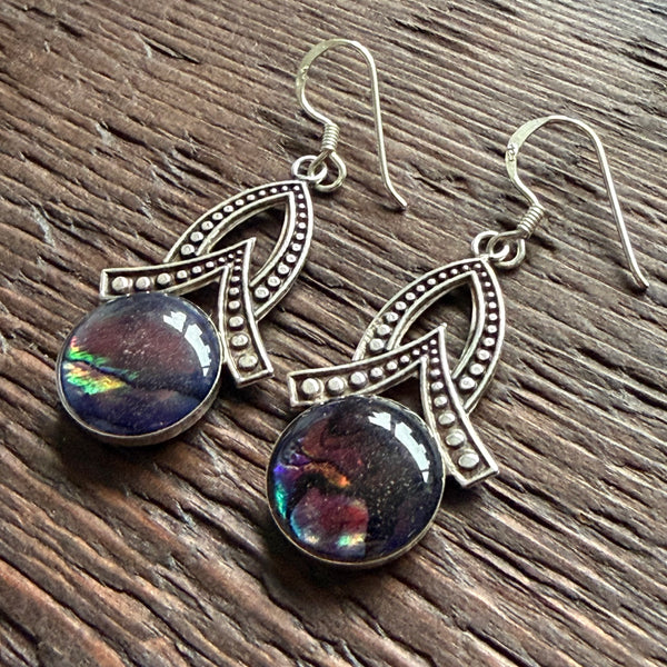 Blue Abalone Shell Drop Earrings With 925 Sterling Silver Embellishment