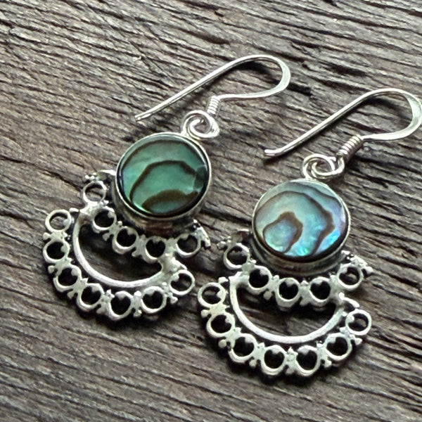 Abalone Shell Drop Earrings With 925 Sterling Silver