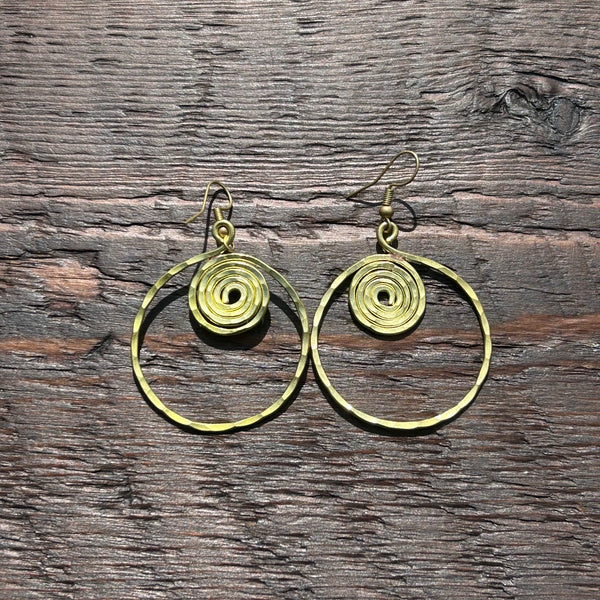 'Brass-Works' Drop Earrings