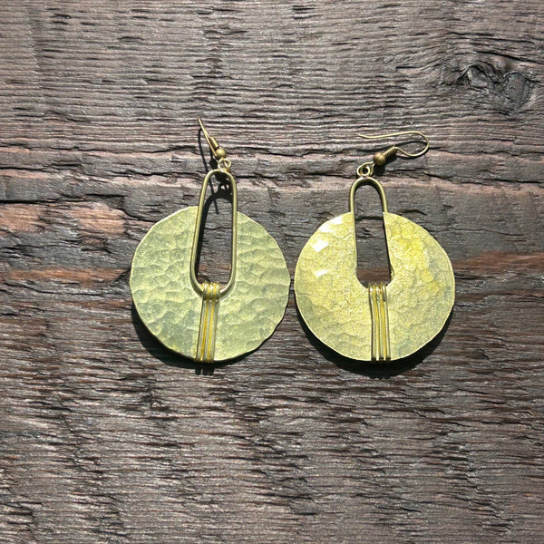 'Brass-Works' Drop Earrings