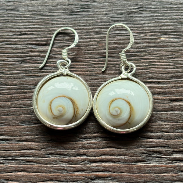 Sterling Silver & Shiva Shell Drop Earrings