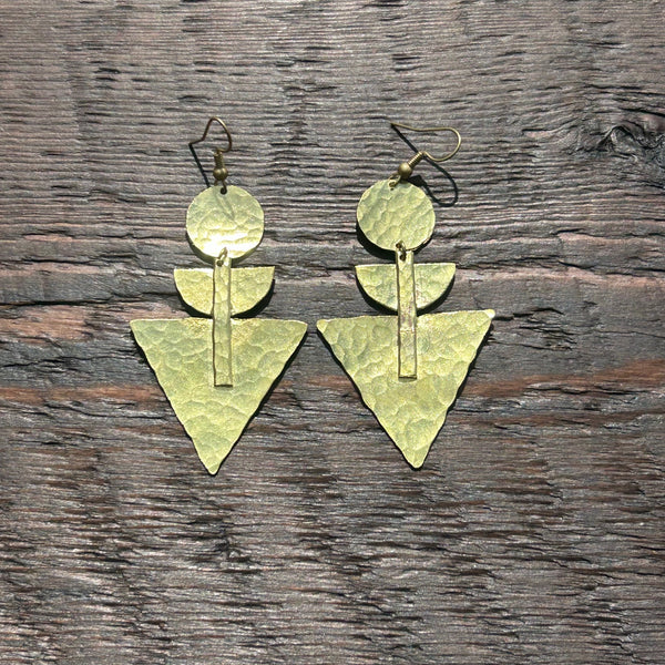 'Brass-Works' Drop Earrings