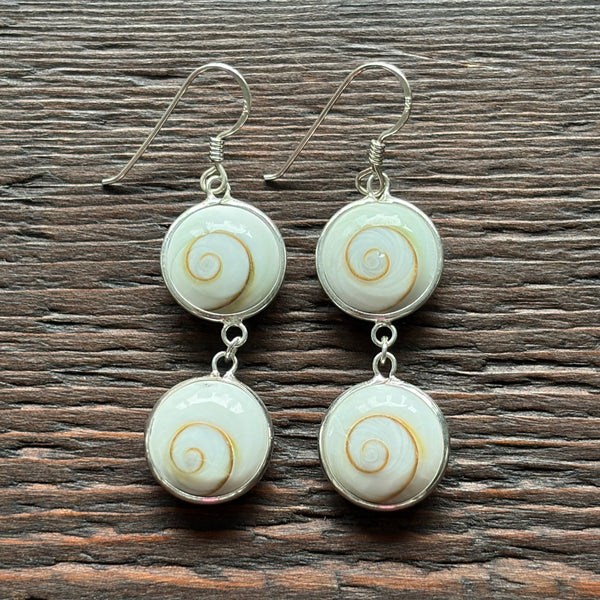 Sterling Silver & Shiva Shell Drop Earrings