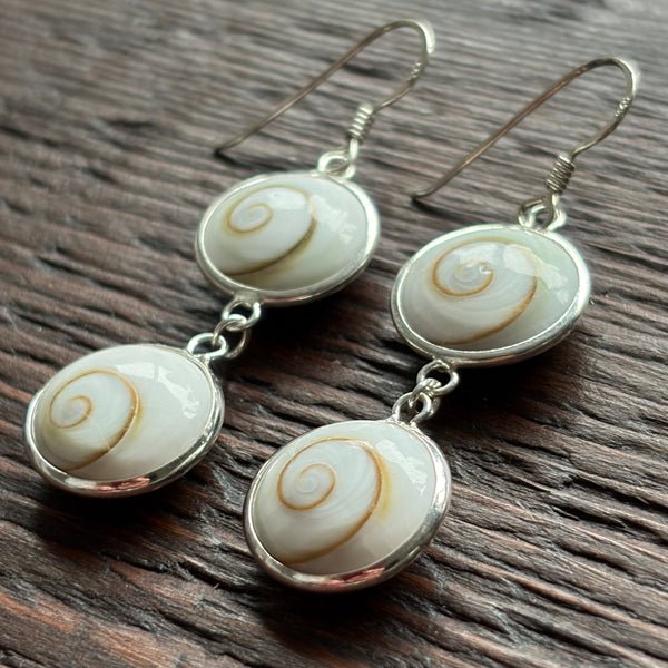 Sterling Silver & Shiva Shell Drop Earrings