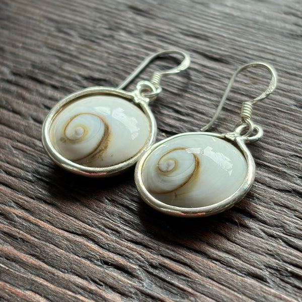 Sterling Silver & Shiva Shell Drop Earrings