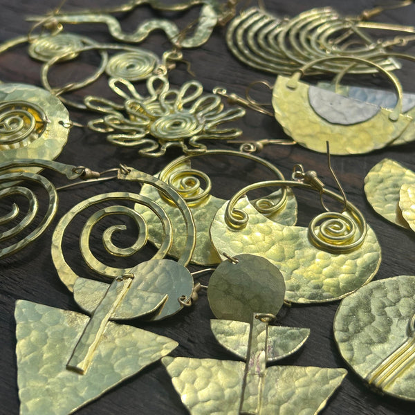 'Brass-Works' Drop Earrings