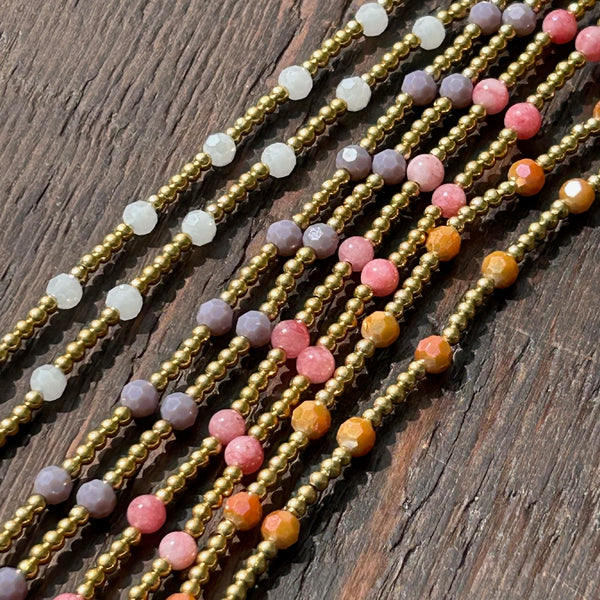 'Bead Love' Twin Strand Bead Bracelet (Clear White)