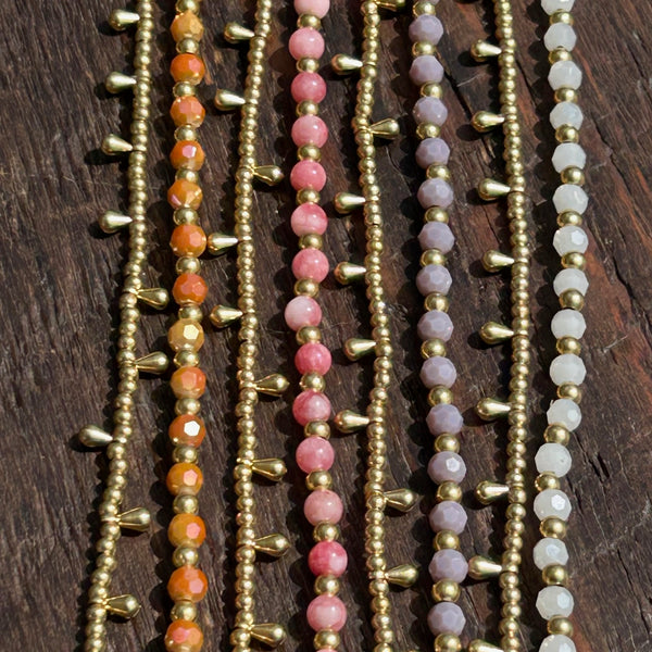 'Bead Love' Bead Bracelet With Teardrops (Pink)