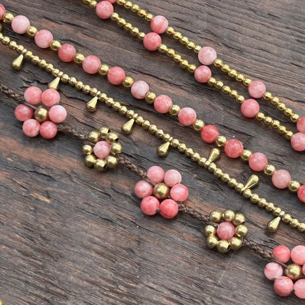 'Bead Love' Bead Bracelet With Teardrops (Pink)