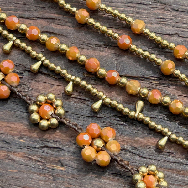 'Bead Love' Twin Strand Bead Bracelet (Burnt Orange)