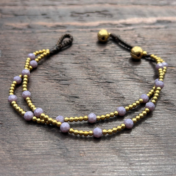 'Bead Love' Twin Strand Bead Bracelet (Lavender)