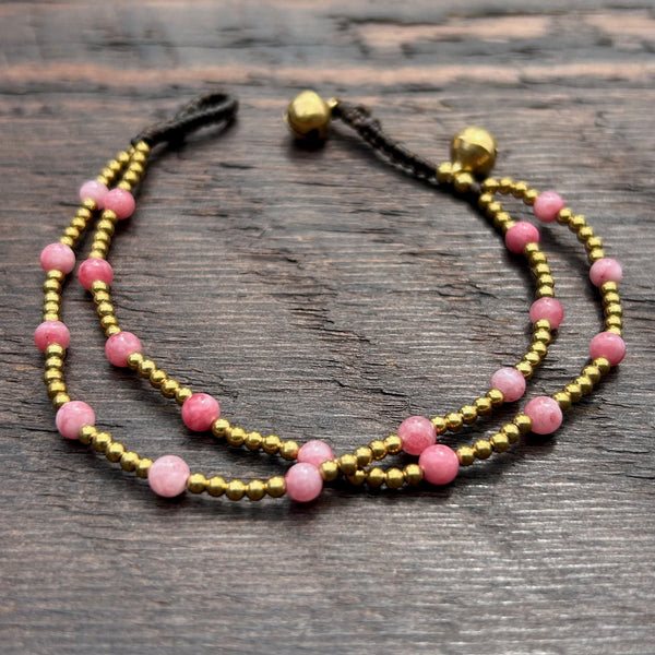 'Bead Love' Twin Strand Bead Bracelet (Pink)