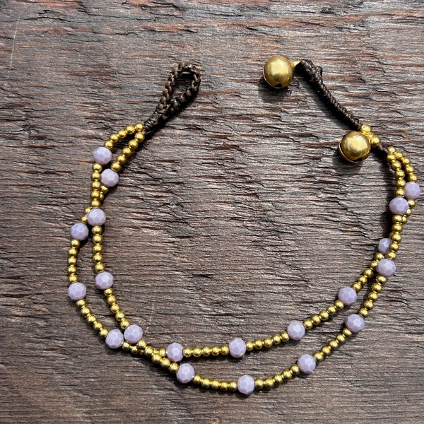 'Bead Love' Twin Strand Bead Bracelet (Lavender)