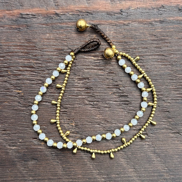 'Bead Love' Bead Bracelet With Teardrops (Clear White)