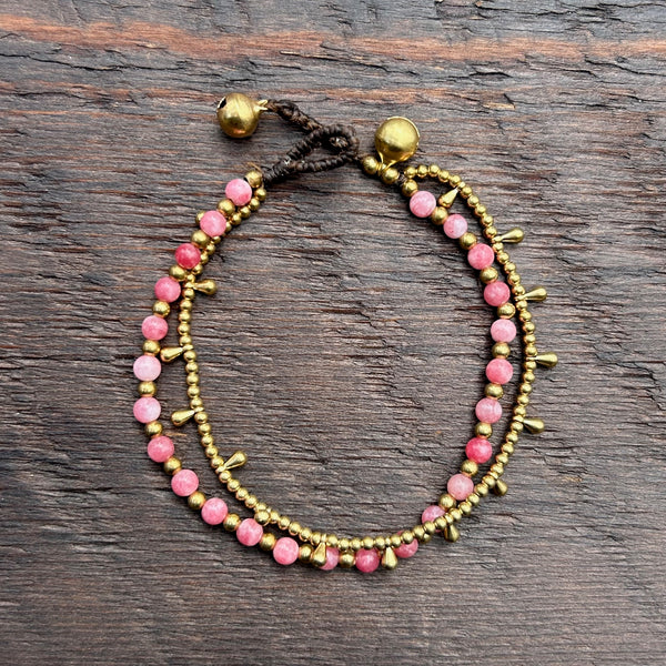 'Bead Love' Bead Bracelet With Teardrops (Pink)
