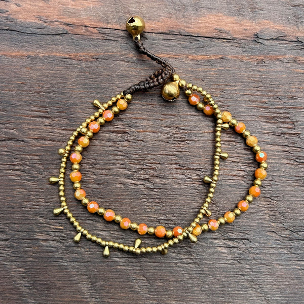 'Bead Love' Bead Bracelet With Teardrops (Burnt Orange)